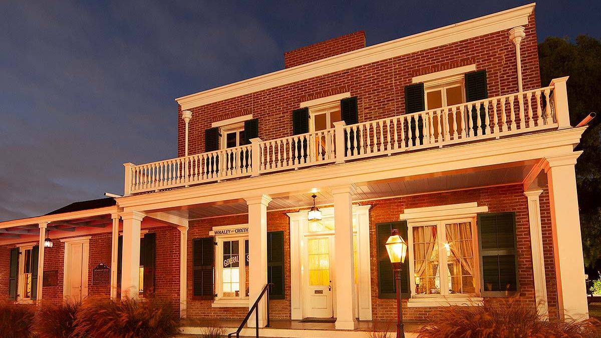 exterior view of the whaley house museum in old town in San Diego, California, USA